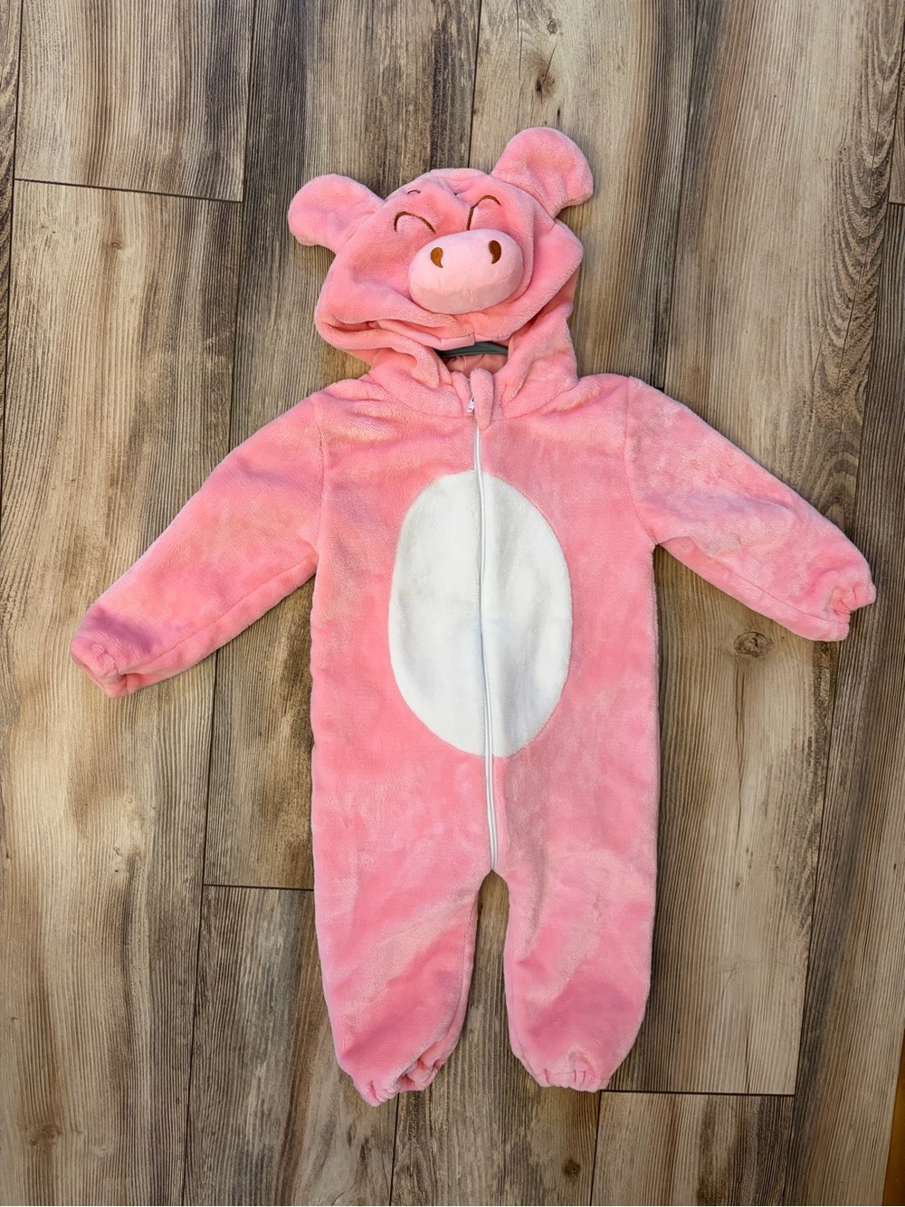 Pink Plush Pig Hooded Toddler One-Piece Bodysuit